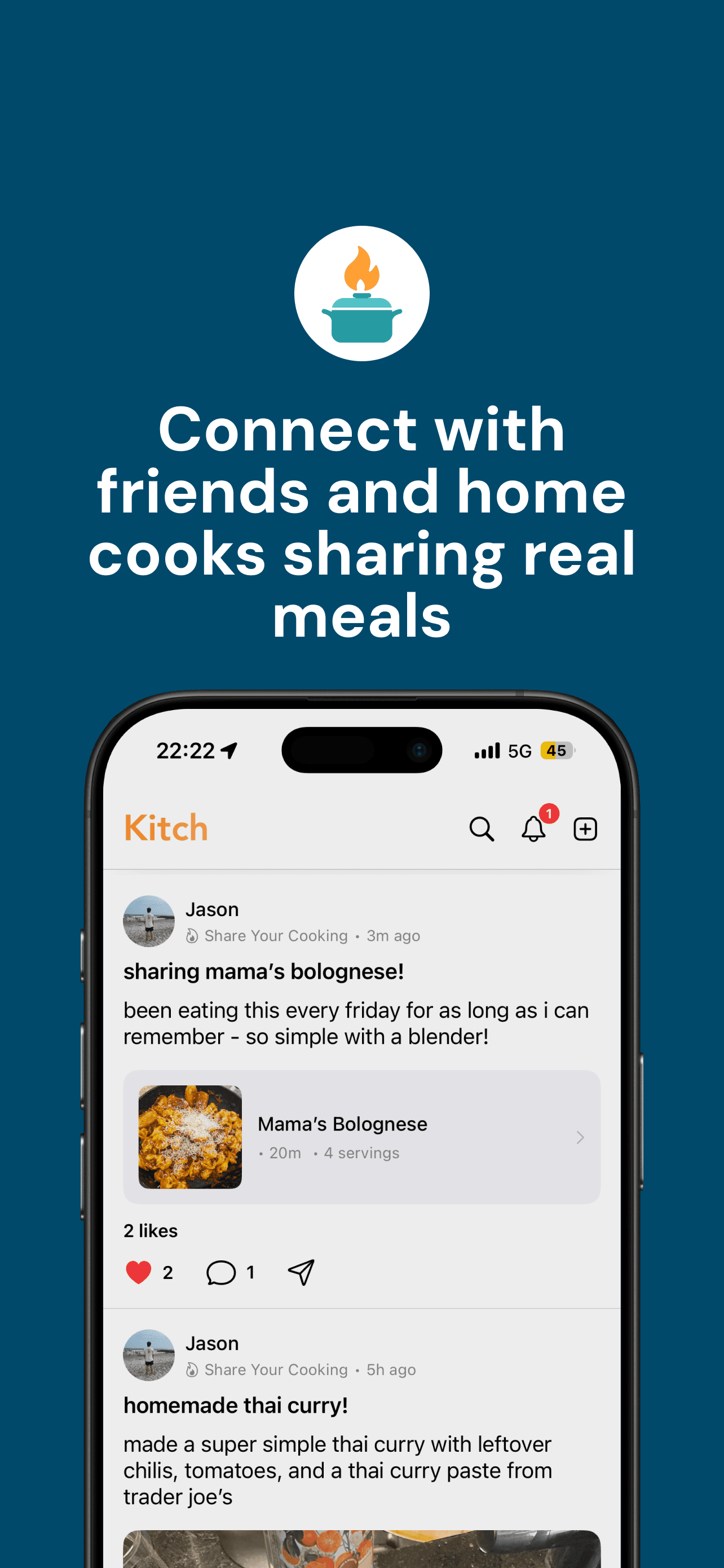 Connect with friends and home cooks sharing real meals
